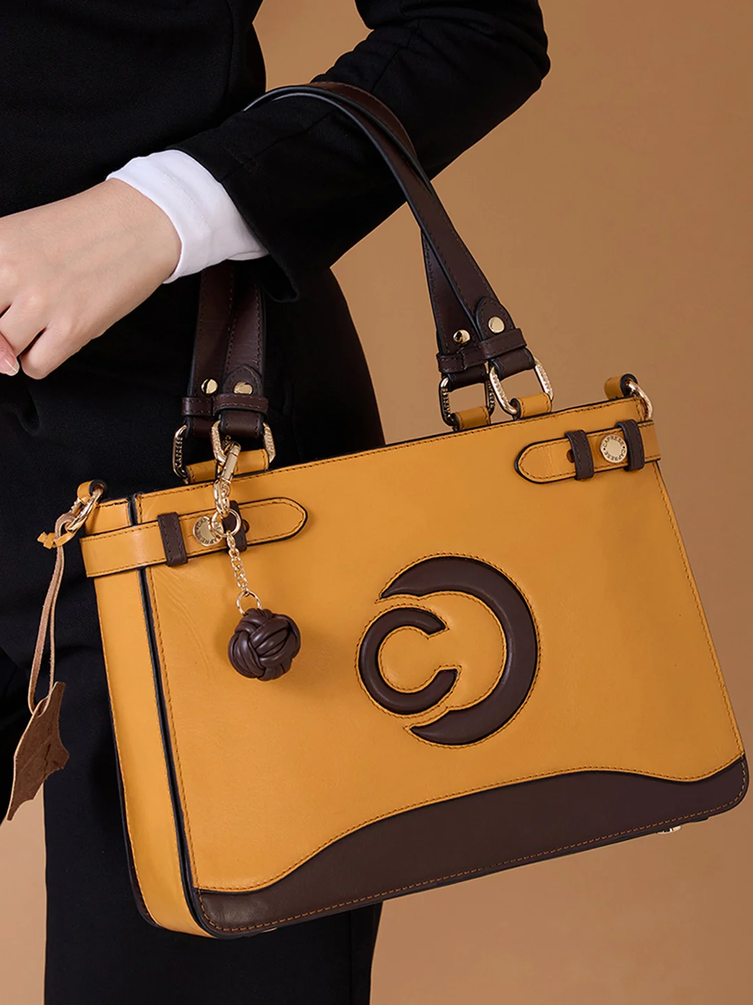 Caprese Minimal Formal Medium Yellow Satchel Bag - Image 2