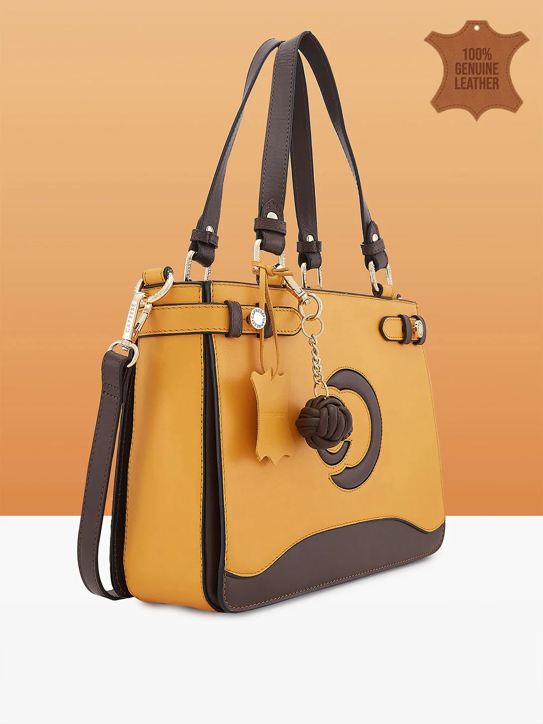 Caprese Minimal Formal Medium Yellow Satchel Bag - Image 5