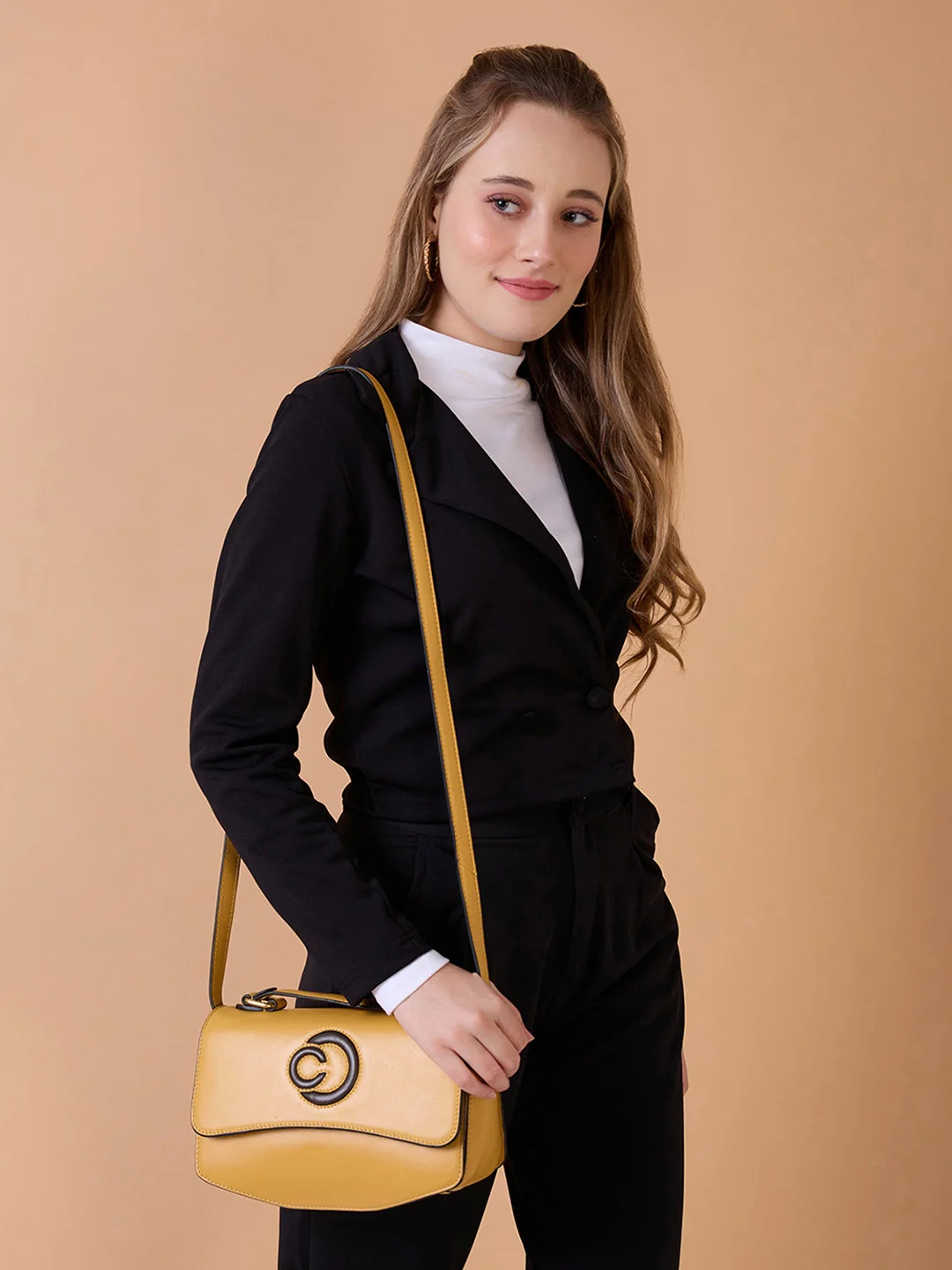 Caprese Minimal Formal Medium Yellow Sling Bag - Image 3