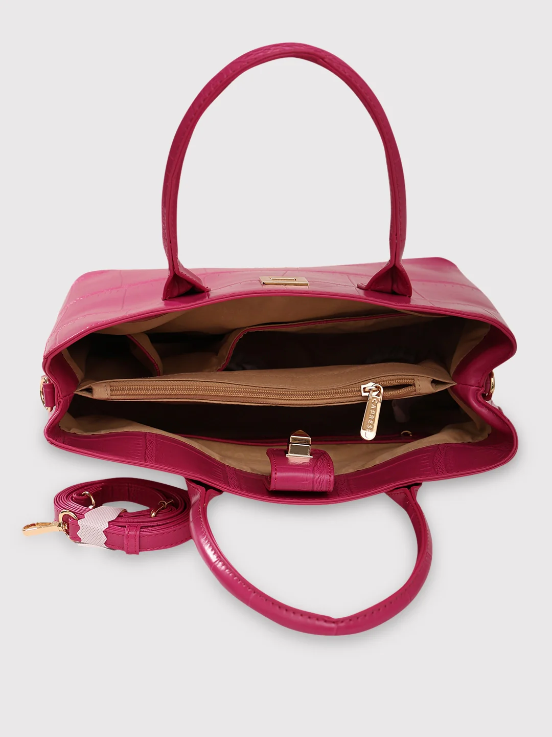 Caprese Mink Small Fuchsia Satchel Bag - Image 9