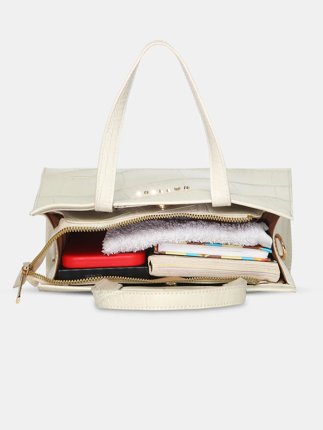 Caprese Mink Small Croco Beige Tote Bag - Image 10