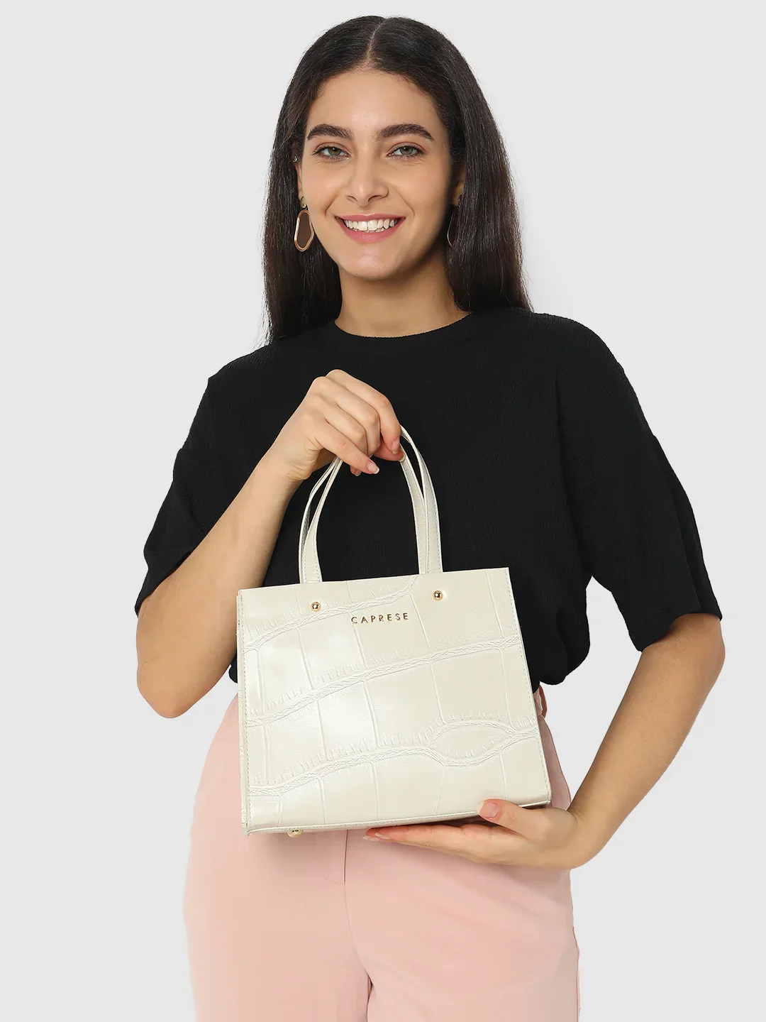 Caprese Mink Small Croco Beige Tote Bag - Image 3