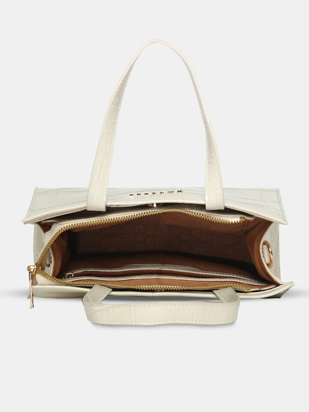 Caprese Mink Small Croco Beige Tote Bag - Image 9