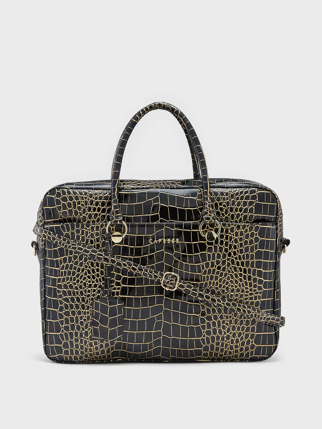 Caprese Miranda Large Black Croco Office Laptop Bag - Image 13