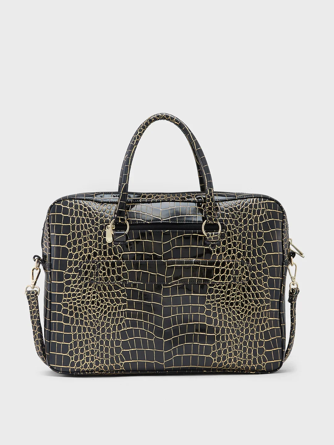 Caprese Miranda Large Black Croco Office Laptop Bag - Image 3
