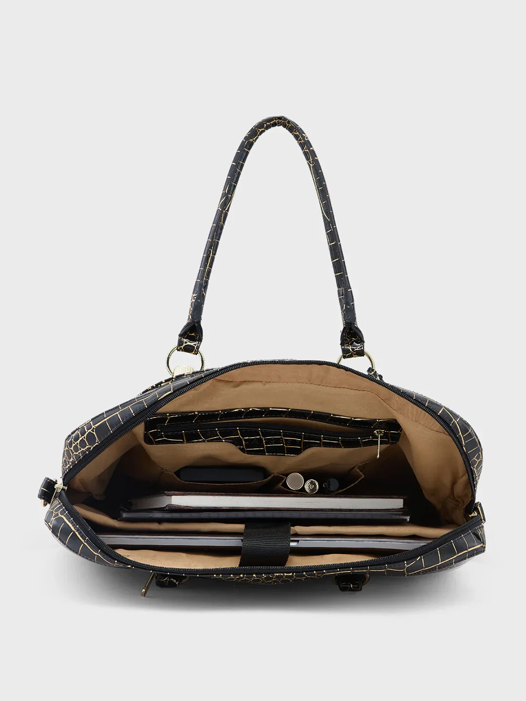 Caprese Miranda Large Black Croco Office Laptop Bag - Image 8