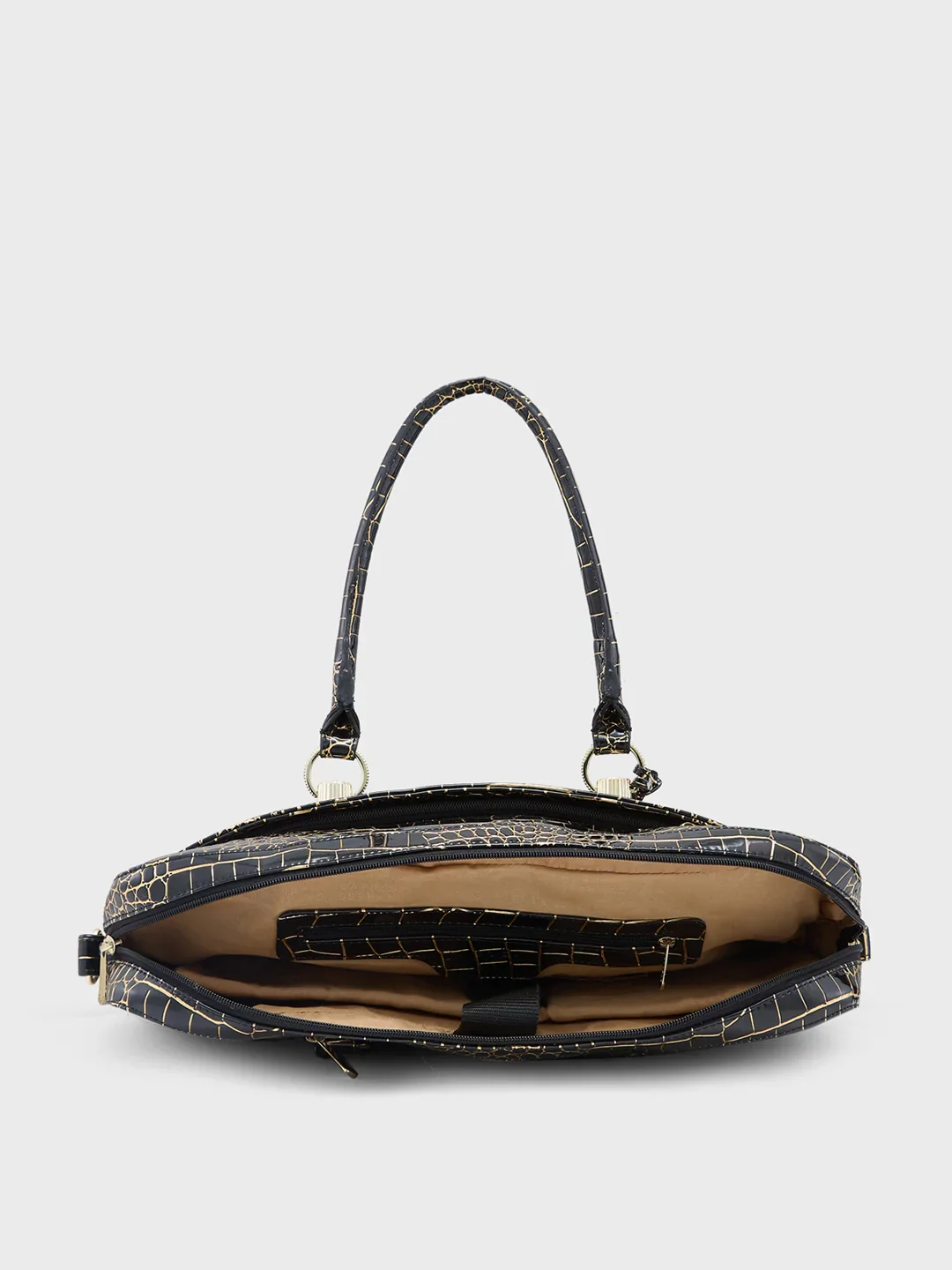 Caprese Miranda Large Black Croco Office Laptop Bag - Image 9