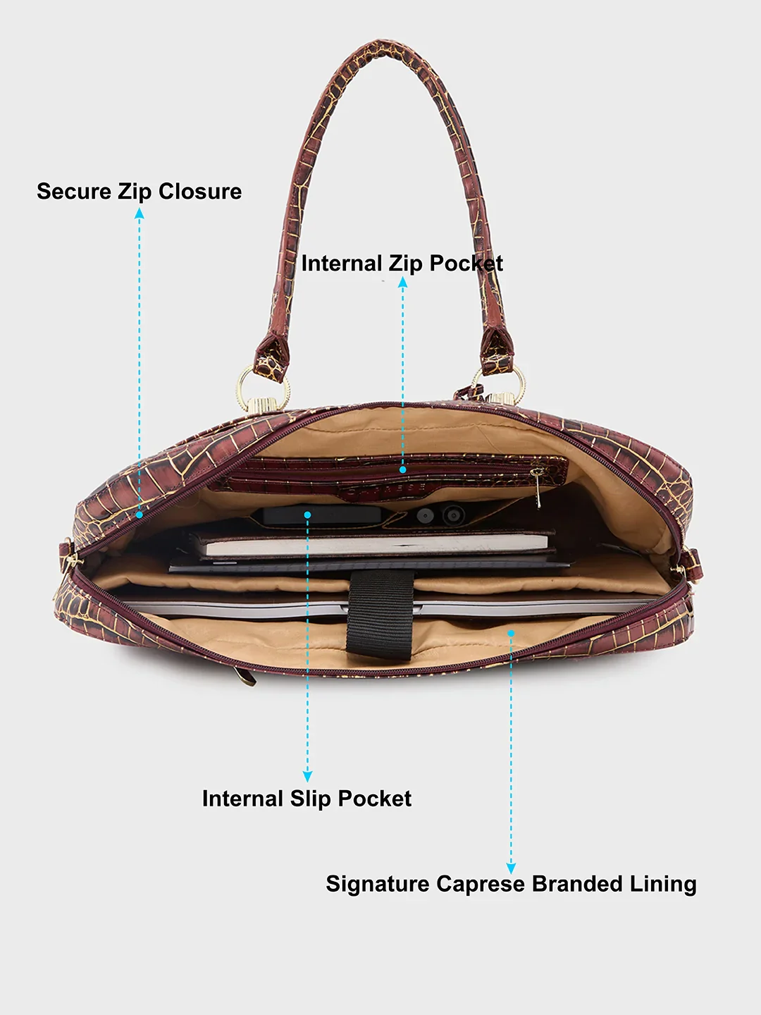 Caprese Miranda Large Burgundy Laptop Bag - Image 8