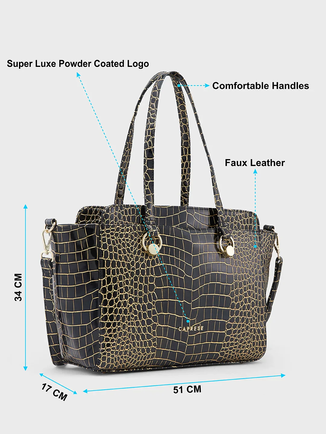 Caprese Miranda Large Black Satchel Bag - Image 6