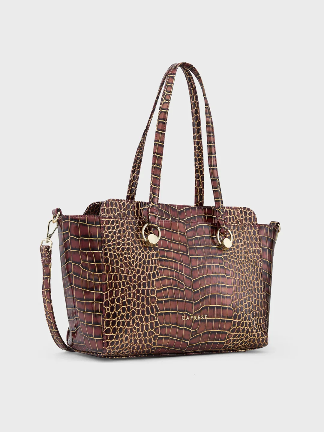 Caprese Miranda Large Croco Burgundy Satchel Bag - Image 4