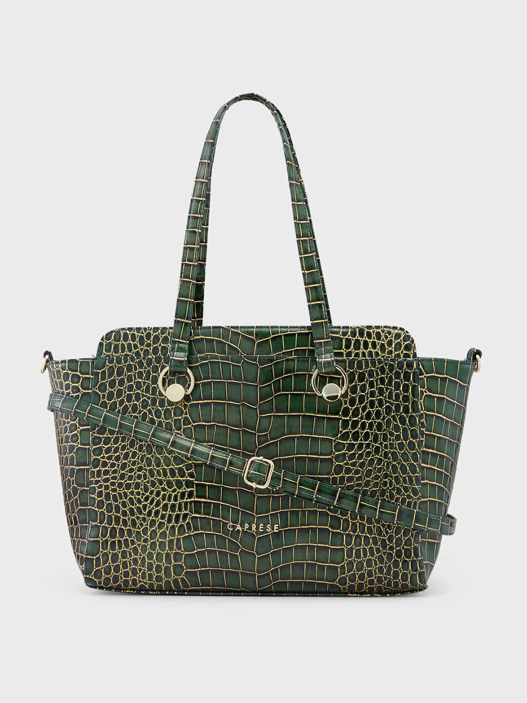 Caprese Miranda Large Croco Green Satchel Bag - Image 13