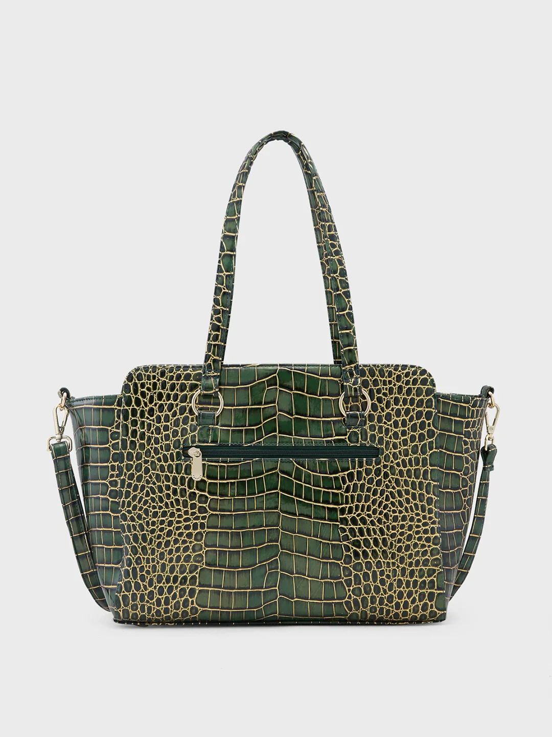 Caprese Miranda Large Croco Green Satchel Bag - Image 2