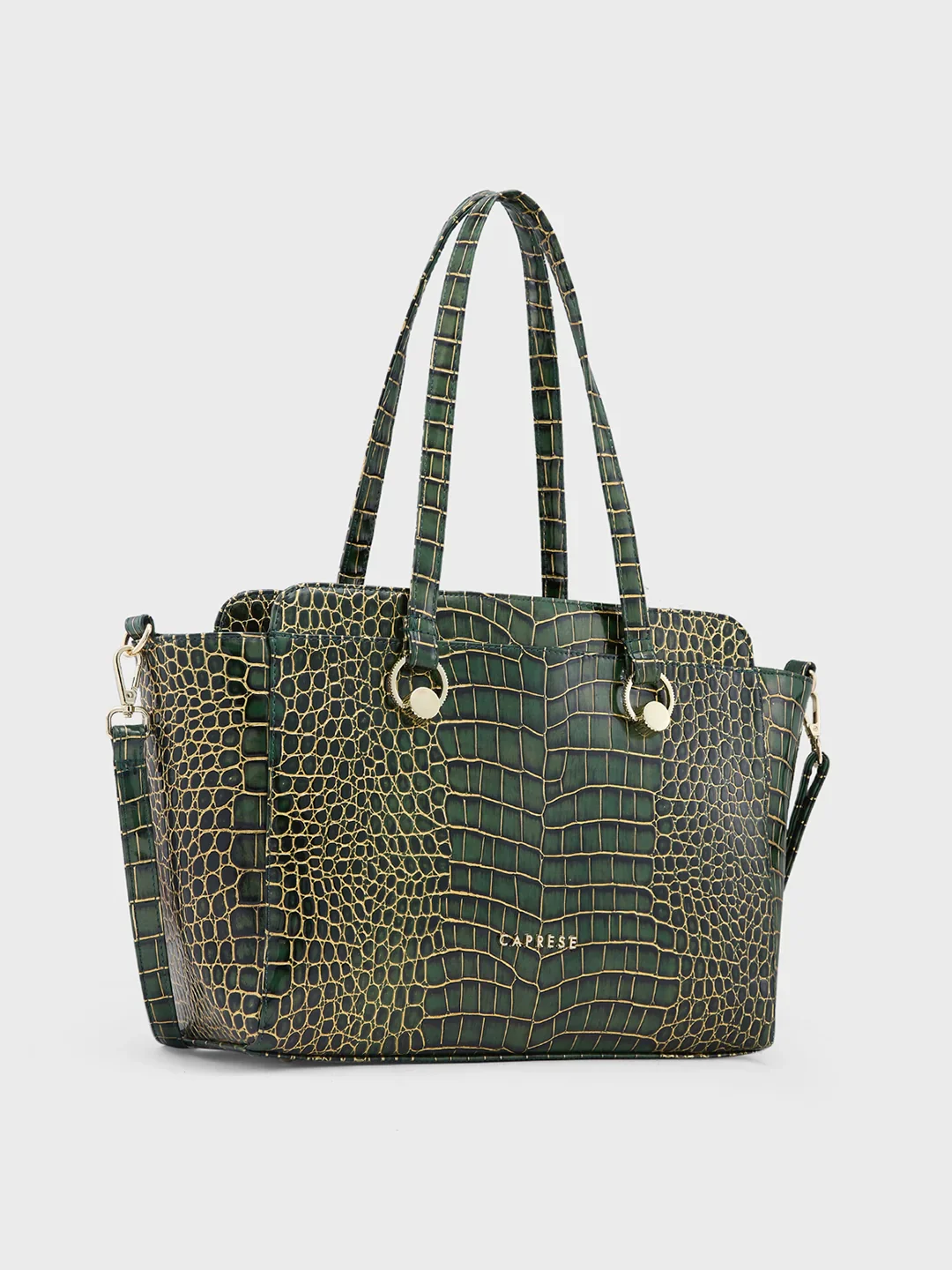 Caprese Miranda Large Croco Green Satchel Bag - Image 3