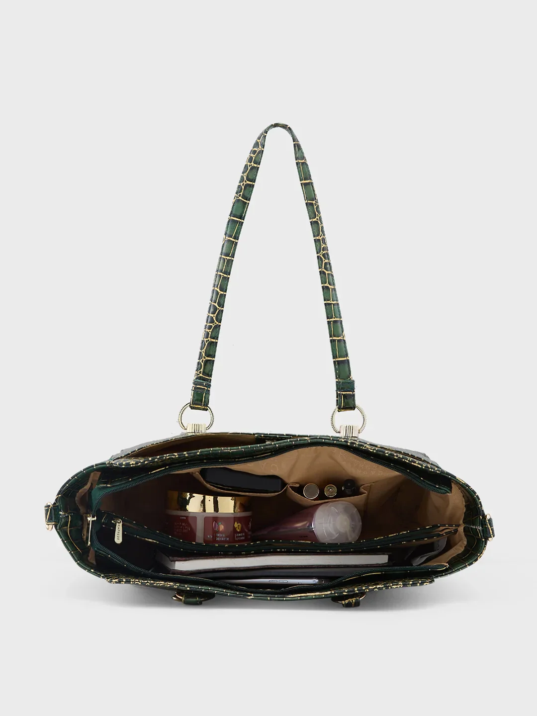Caprese Miranda Large Croco Green Satchel Bag - Image 7