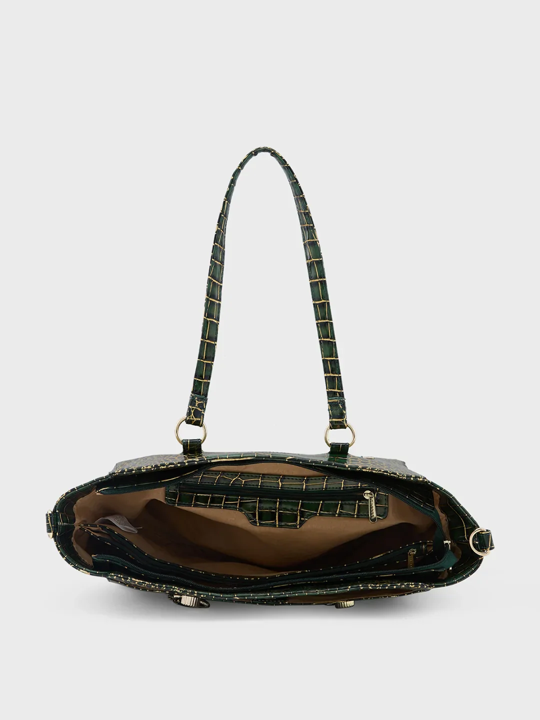 Caprese Miranda Large Croco Green Satchel Bag - Image 8
