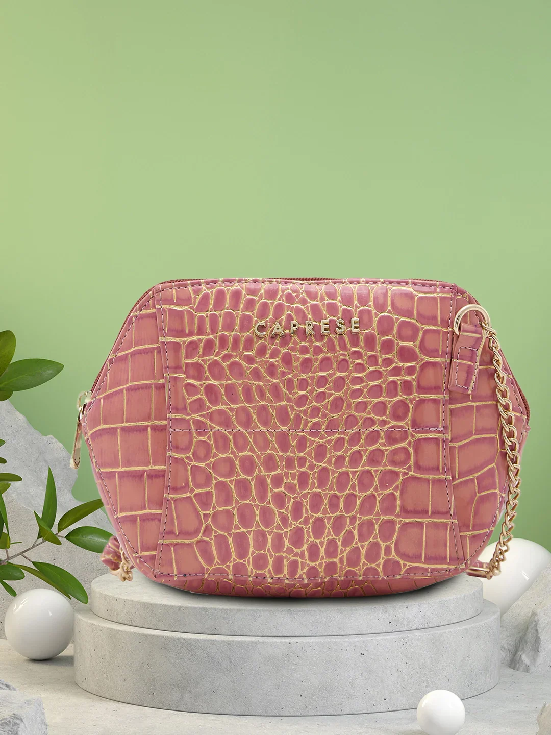 Caprese Miranda Small Croco Pink Sling Bag - Image 2