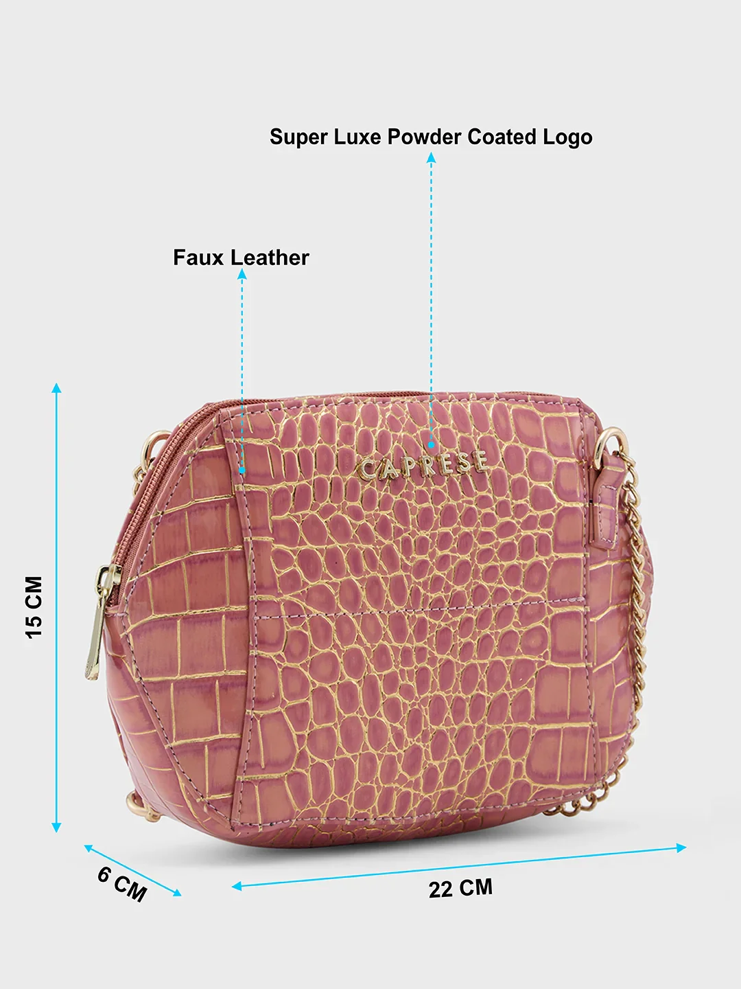 Caprese Miranda Small Croco Pink Sling Bag - Image 6