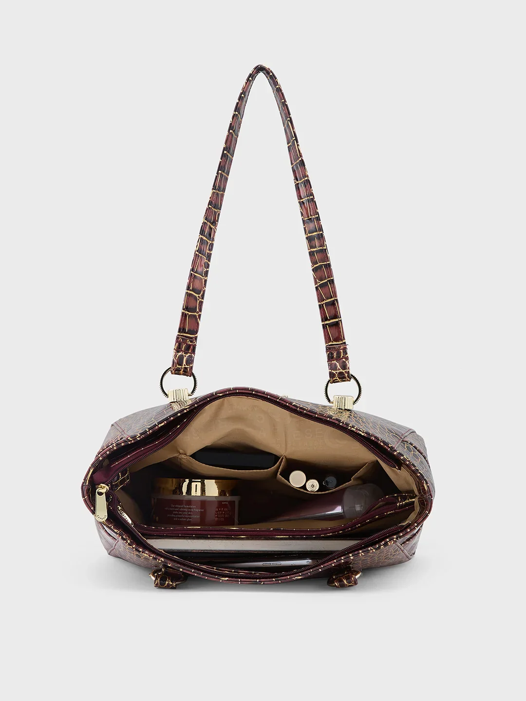 Caprese Miranda Large Croco Burgundy Tote Bag - Image 8