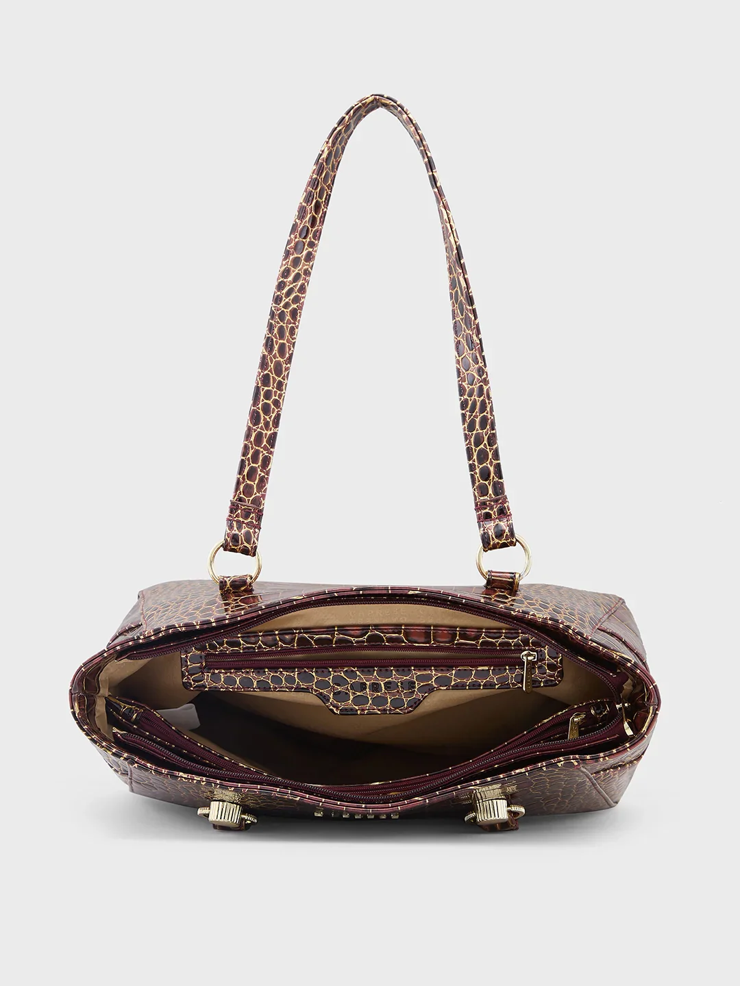 Caprese Miranda Large Croco Burgundy Tote Bag - Image 9