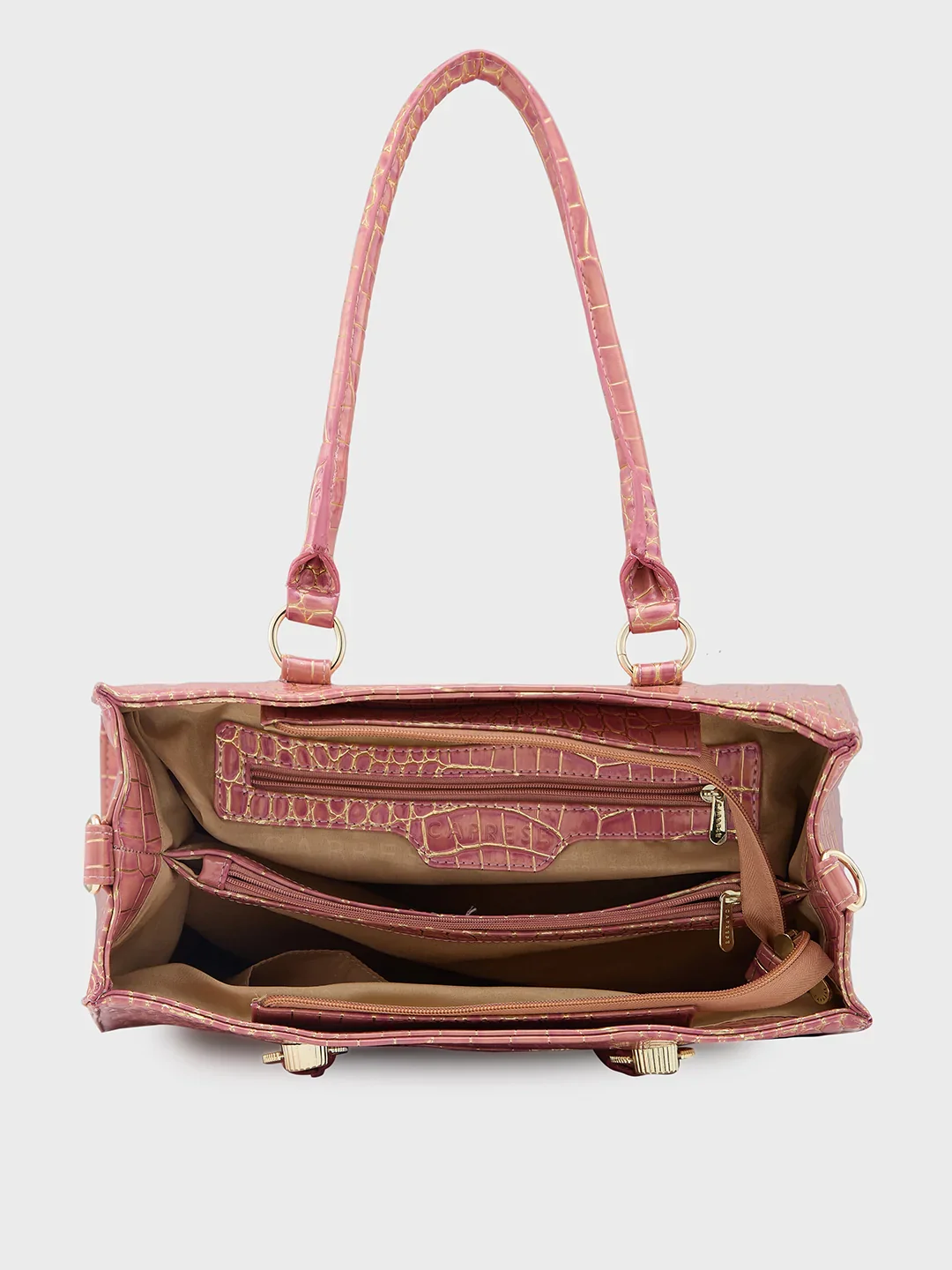 Caprese Miranda Medium Croco Pink Tote Bag - Image 10