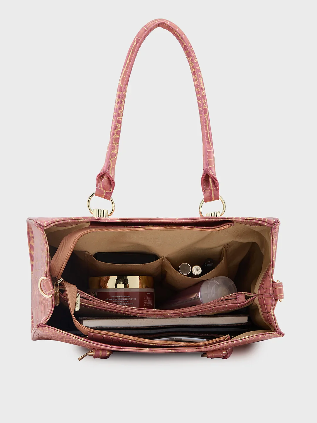 Caprese Miranda Medium Croco Pink Tote Bag - Image 8
