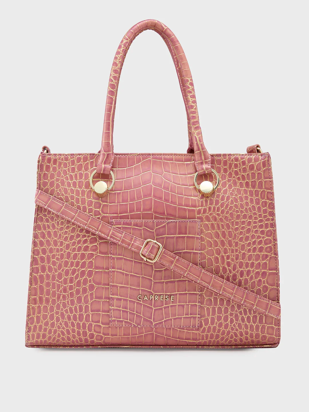 Caprese Miranda Medium Croco Pink Tote Bag - Image 9