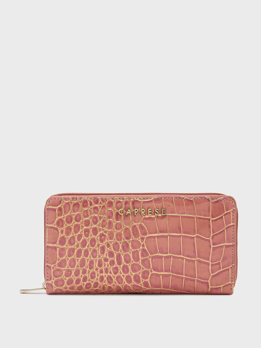 Caprese Miranda Large Pink Croco Zip Around Wallet - Image 13