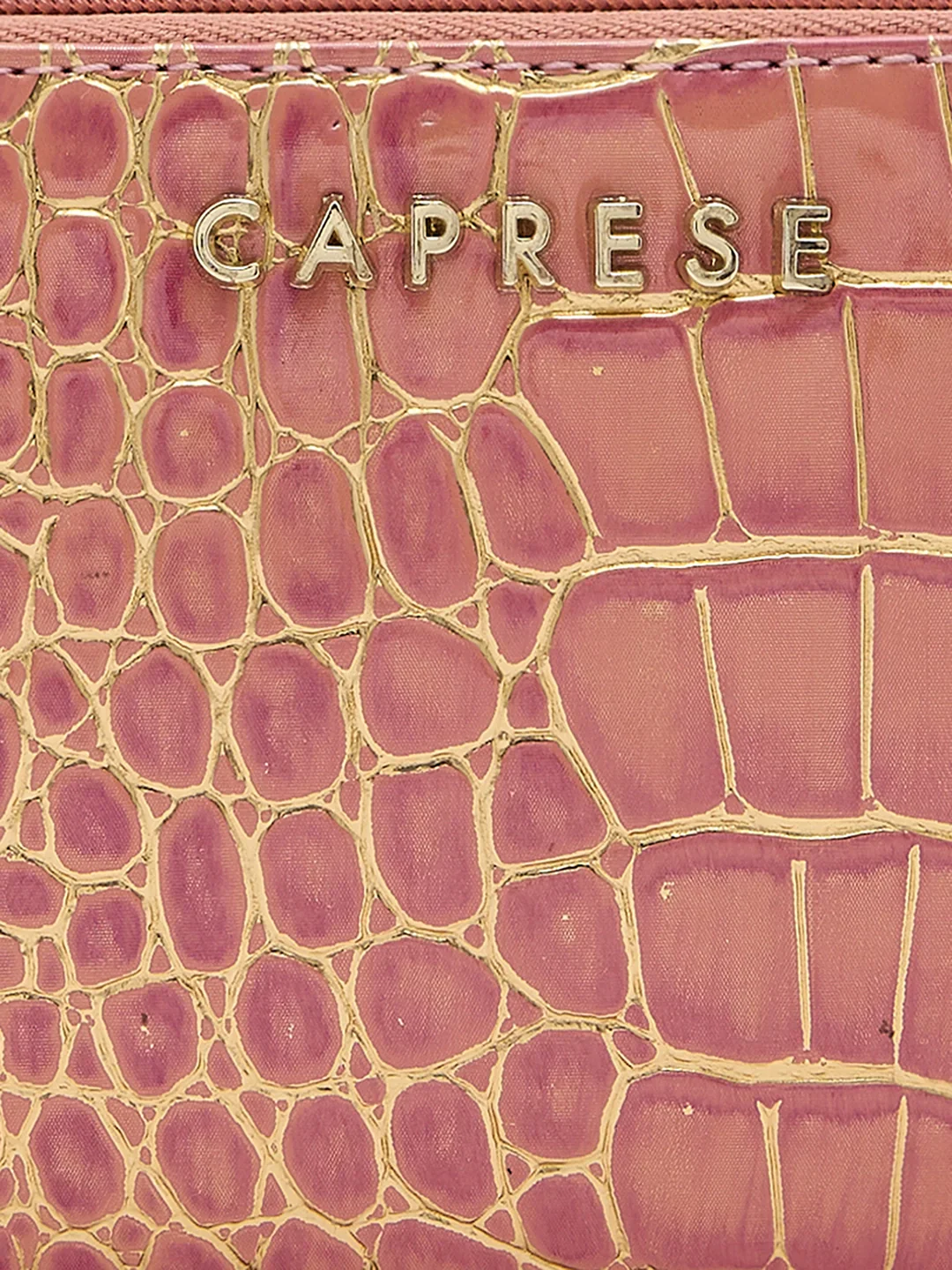 Caprese Miranda Large Pink Croco Zip Around Wallet - Image 3