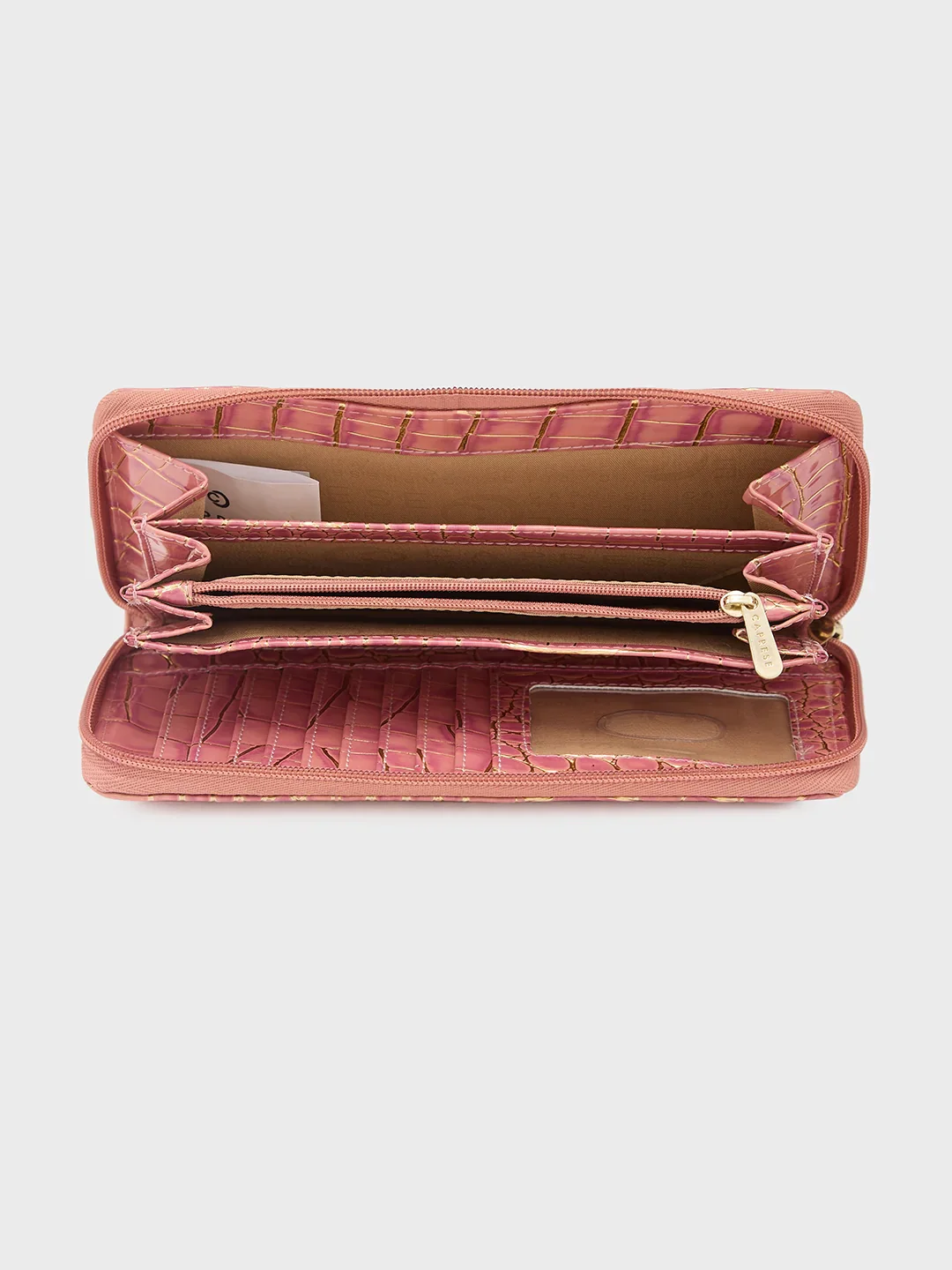 Caprese Miranda Large Pink Croco Zip Around Wallet - Image 4