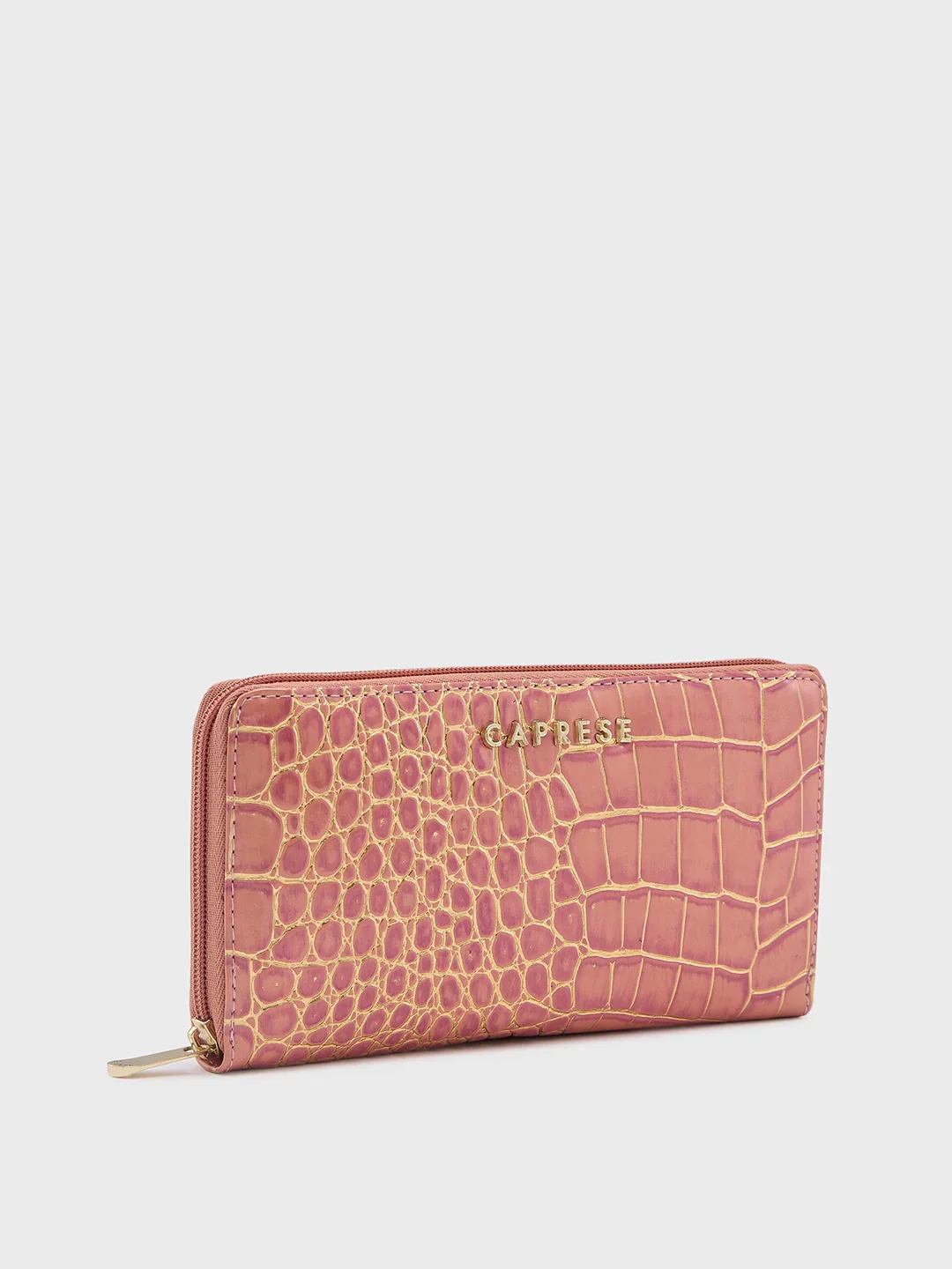 Caprese Miranda Large Pink Croco Zip Around Wallet - Image 9