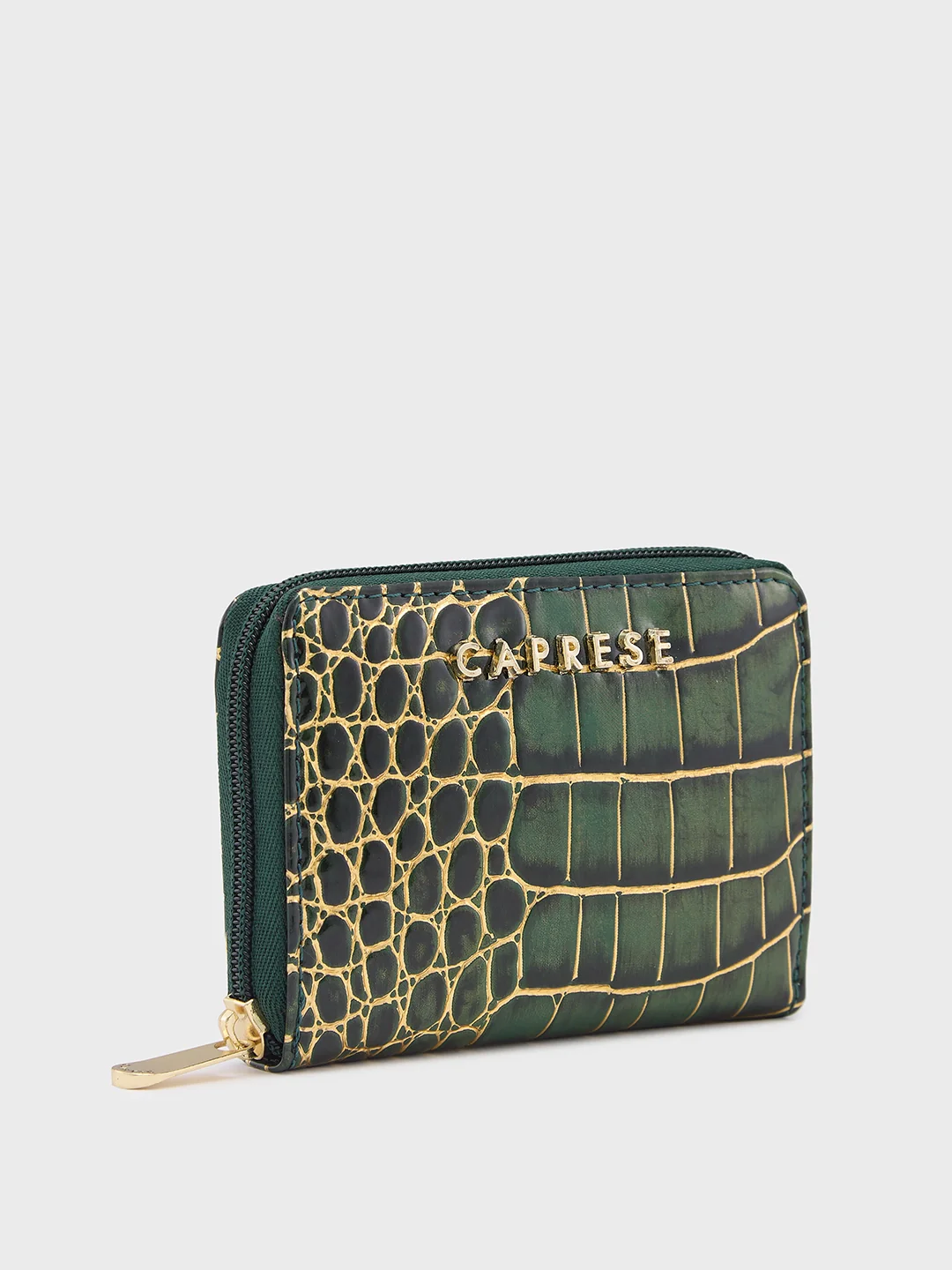 Caprese Miranda Small Croco Green Zip Around Wallet - Image 4