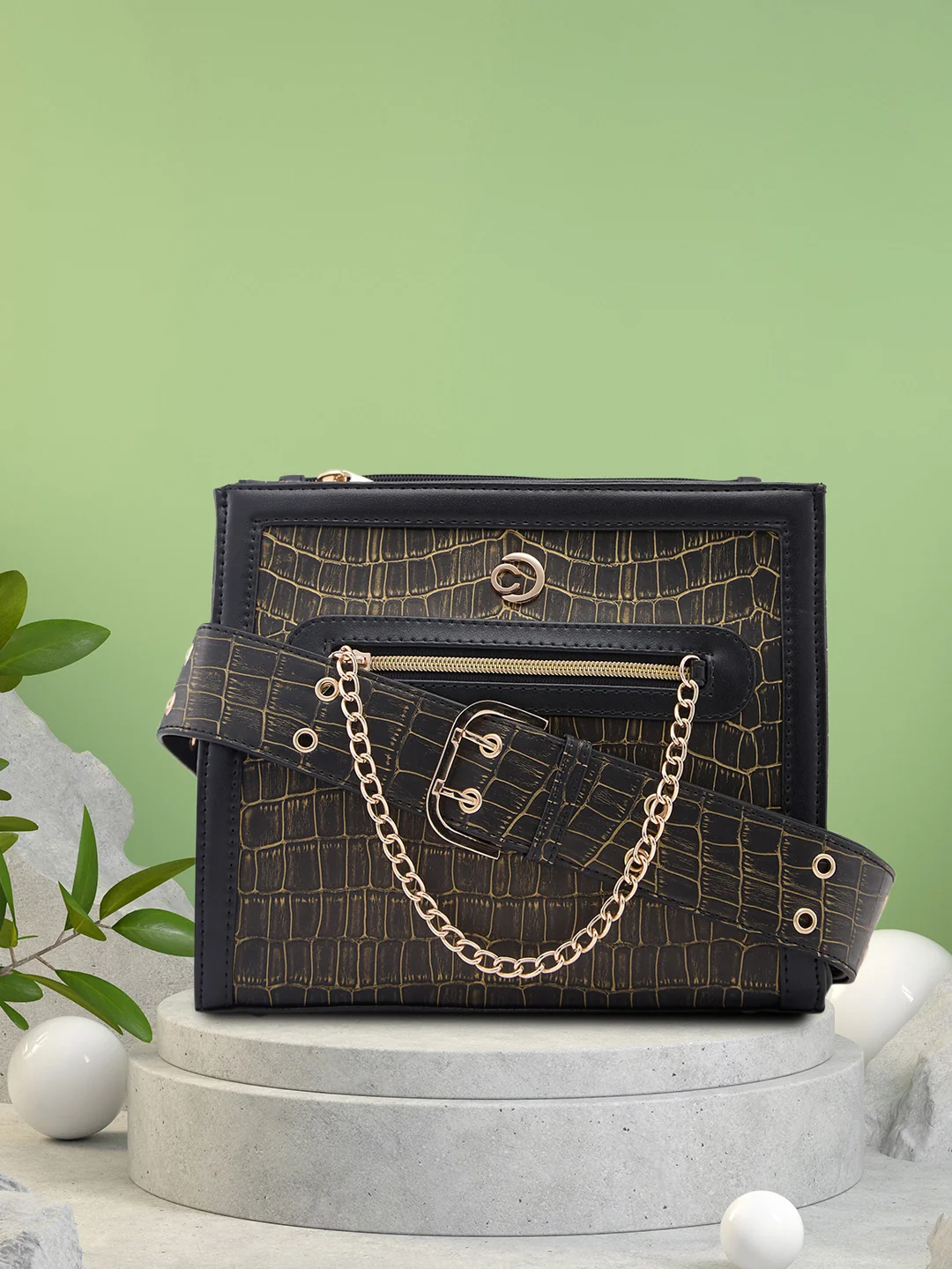 Caprese Mist Medium Black Crossbody Bag - Image 3