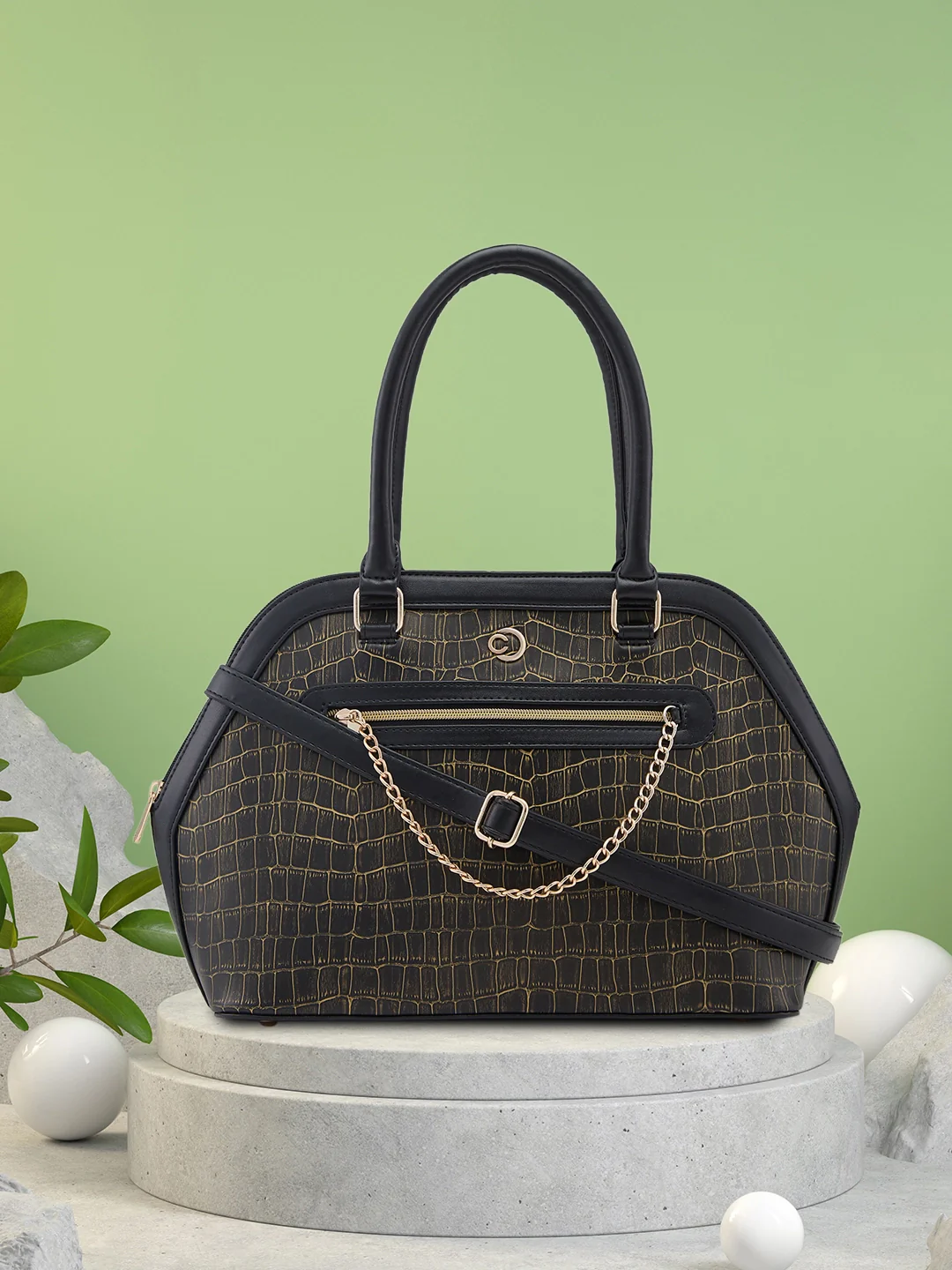 Caprese Mist Large Black Satchel Bag - Image 3