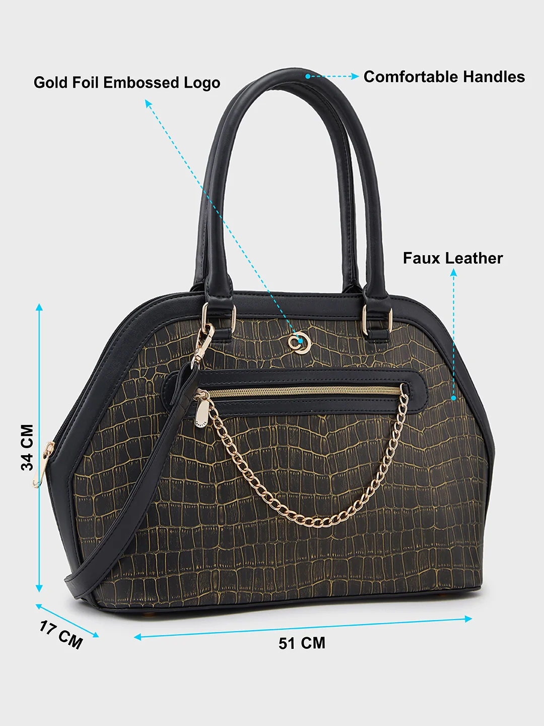 Caprese Mist Large Black Satchel Bag - Image 7
