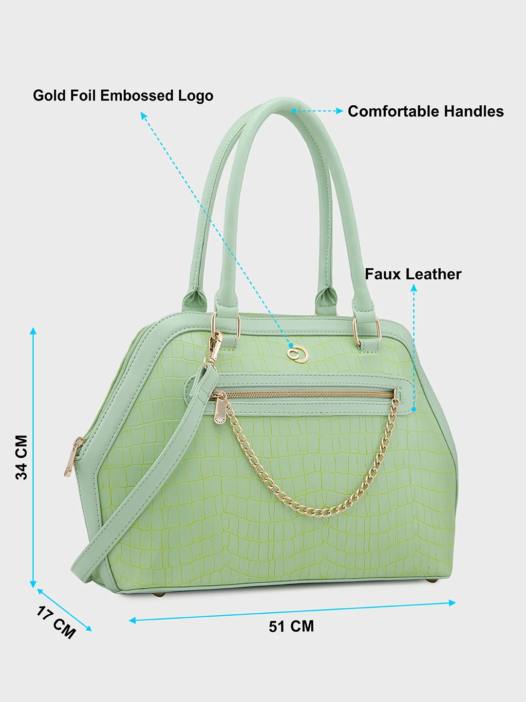 Caprese Mist Large Mint Satchel Bag - Image 8