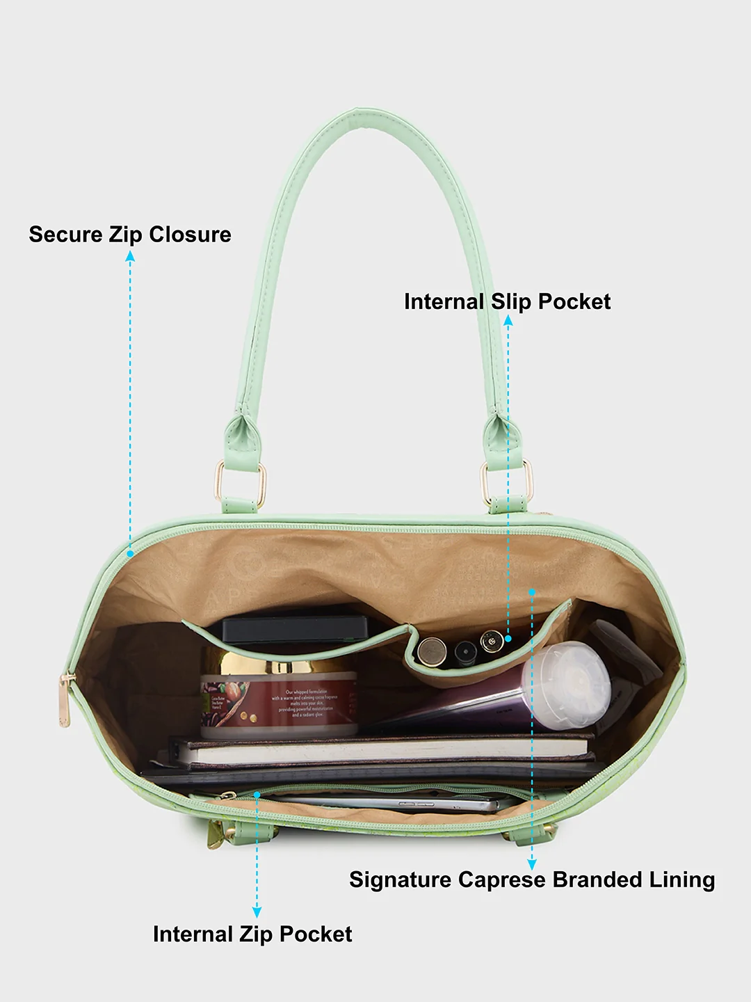 Caprese Mist Large Mint Satchel Bag - Image 9