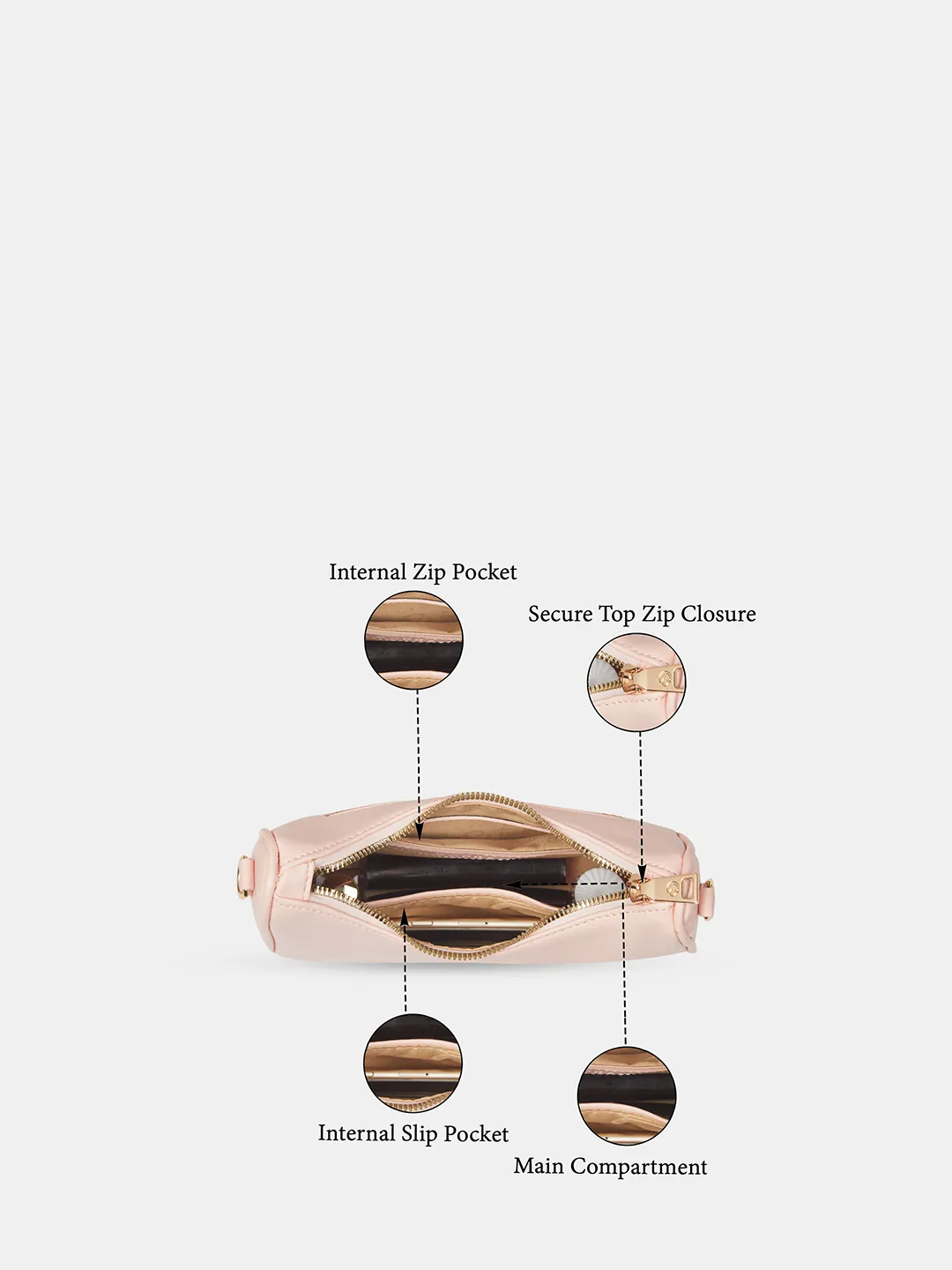 Caprese Monroe Medium Blush Sling Bag - Image 7