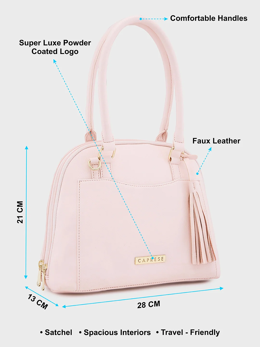 Caprese Montana Small Blush Satchel Bag - Image 7