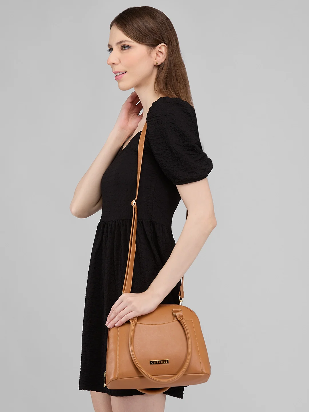 Caprese Montana Small Tan Satchel Bag - Image 12