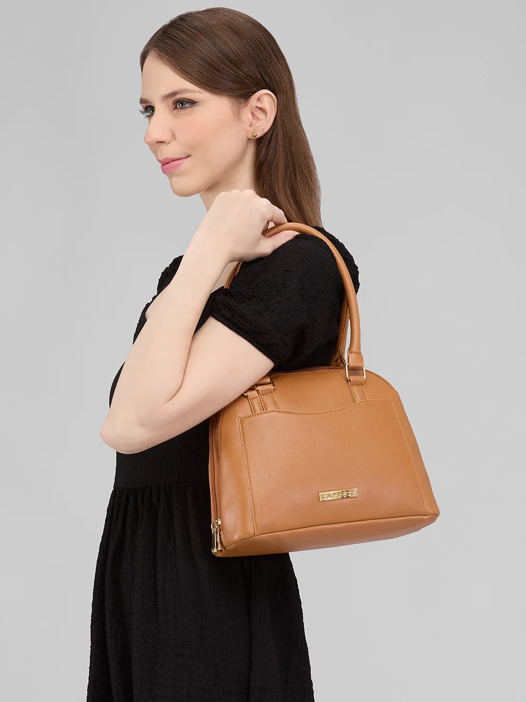 Caprese Montana Small Tan Satchel Bag - Image 13