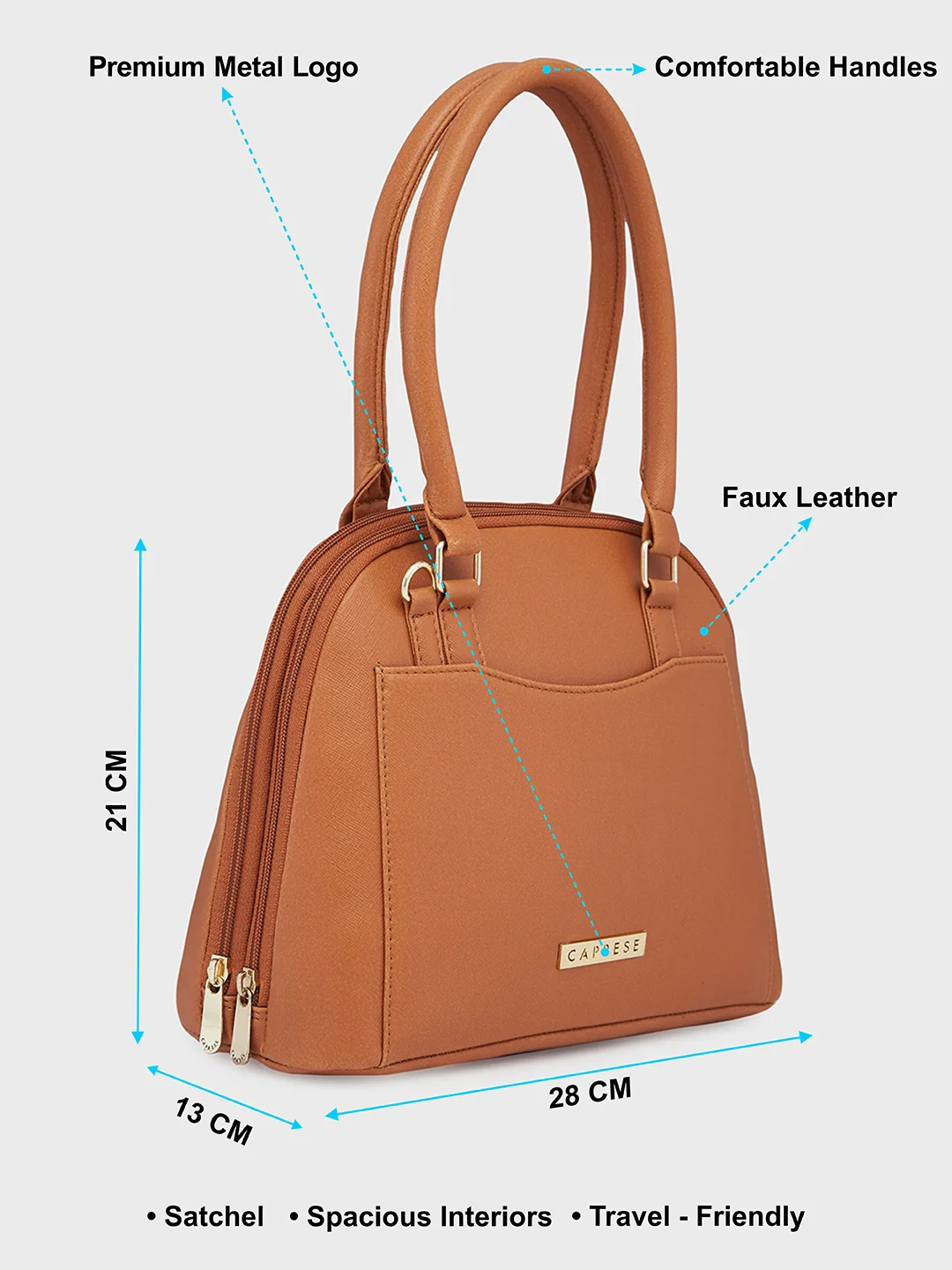 Caprese Montana Small Tan Satchel Bag - Image 7
