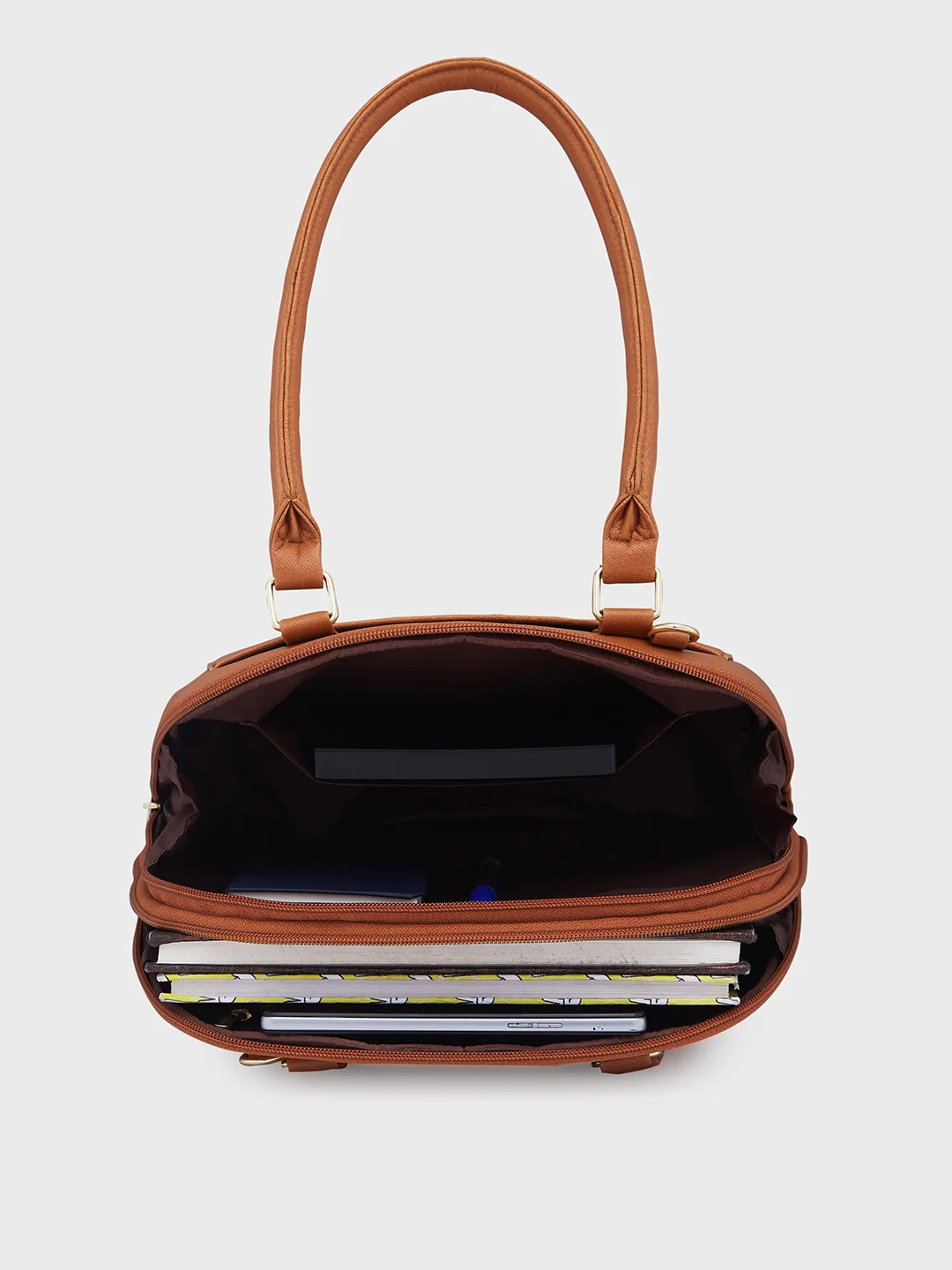 Caprese Montana Small Tan Satchel Bag - Image 9