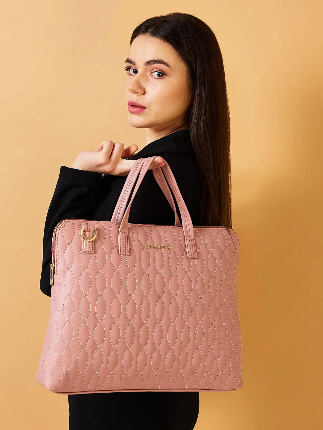 Caprese Mubi Medium Blush Laptop Bag - Image 9