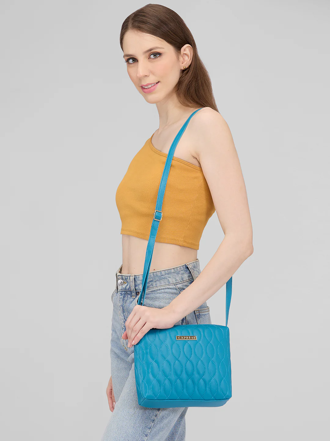 Caprese Mubi Medium Dark Teal Sling Bag - Image 13