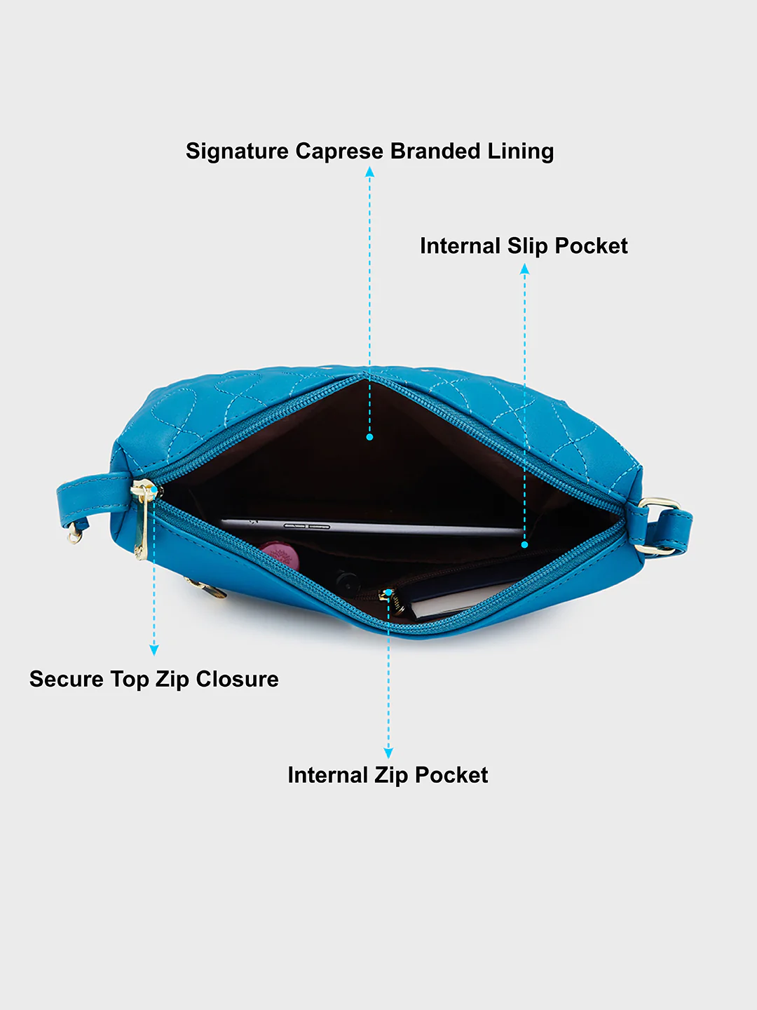 Caprese Mubi Medium Dark Teal Sling Bag - Image 9
