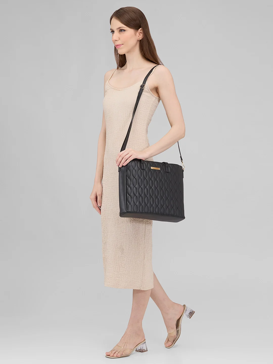 Caprese Mubi Small Black Tote Bag - Image 3