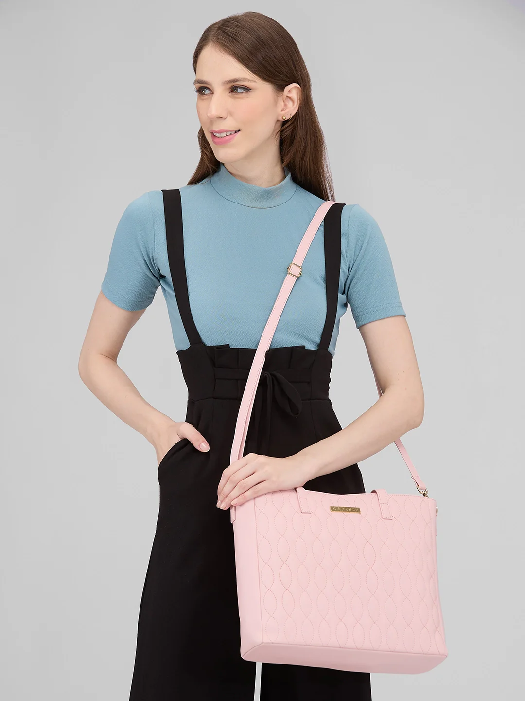 Caprese Mubi Small Blush Tote Bag - Image 12