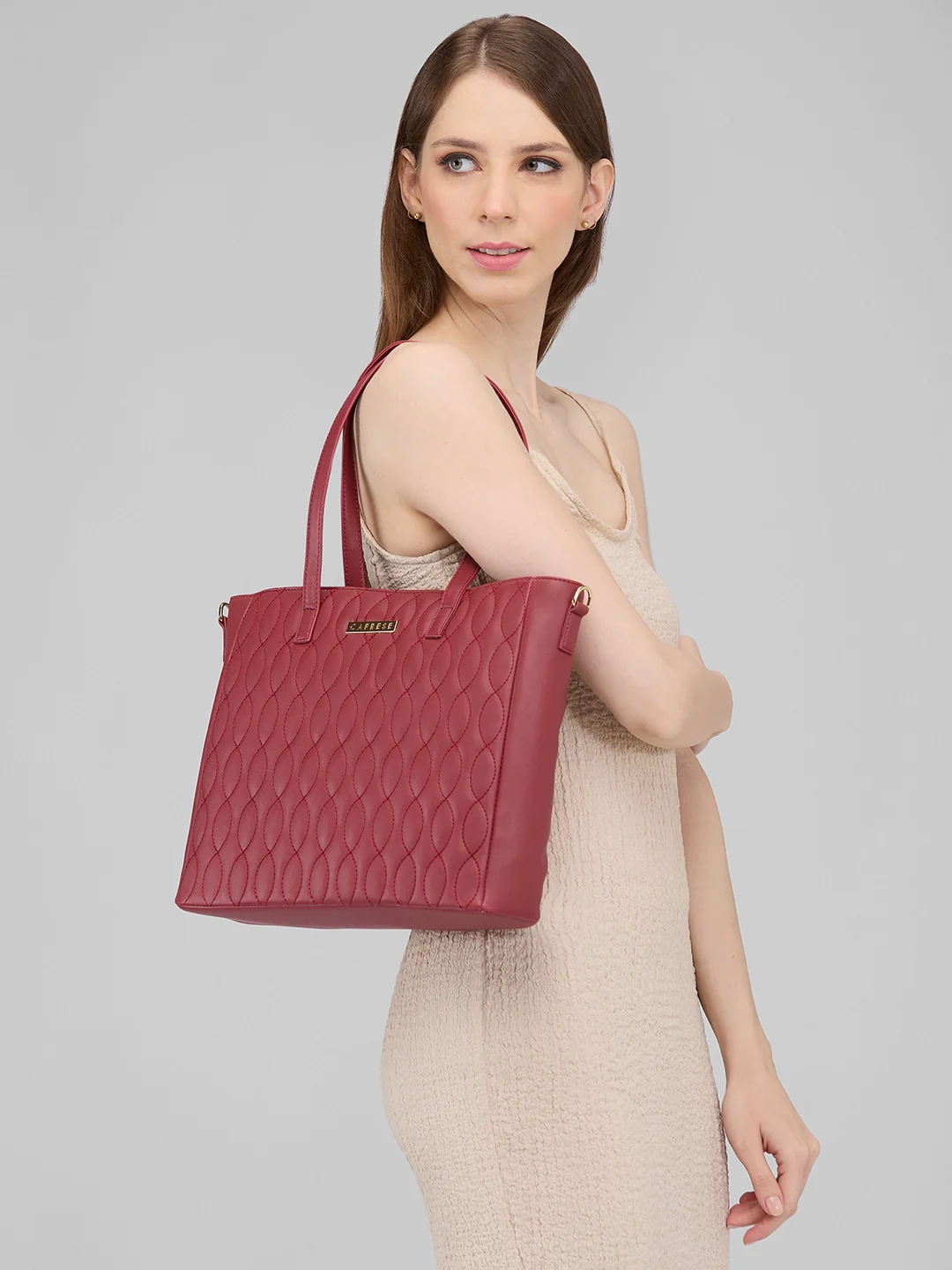 Caprese Mubi Small Maroon Tote Bag - Image 13