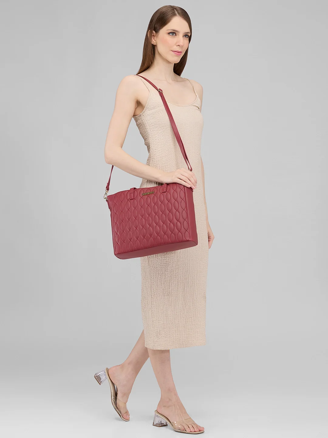 Caprese Mubi Small Maroon Tote Bag - Image 3