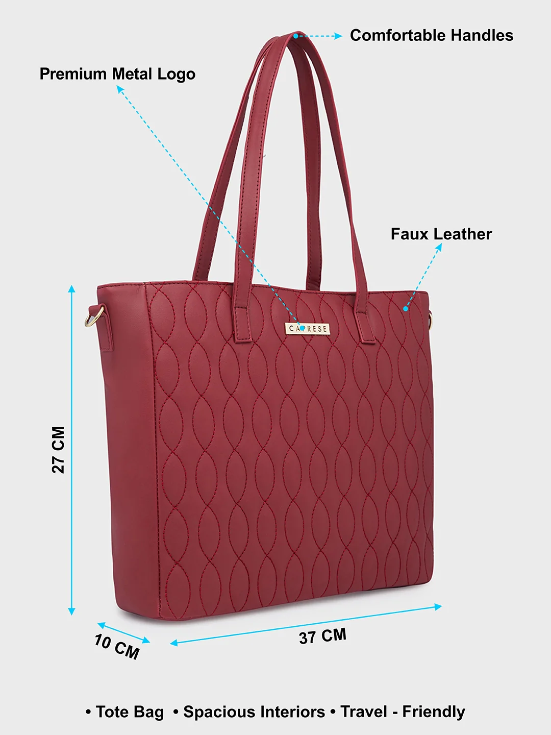 Caprese Mubi Small Maroon Tote Bag - Image 7